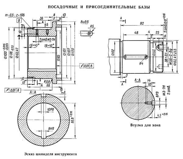 Профиль стола і шлифовальный шпиндель зубохонинговального верстата 5А913